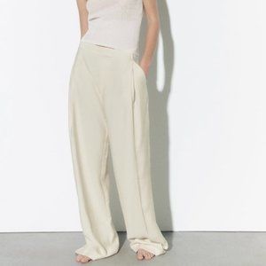 Zara Tan XL Full Length Pants With Pockets - NEW WITH TAGS